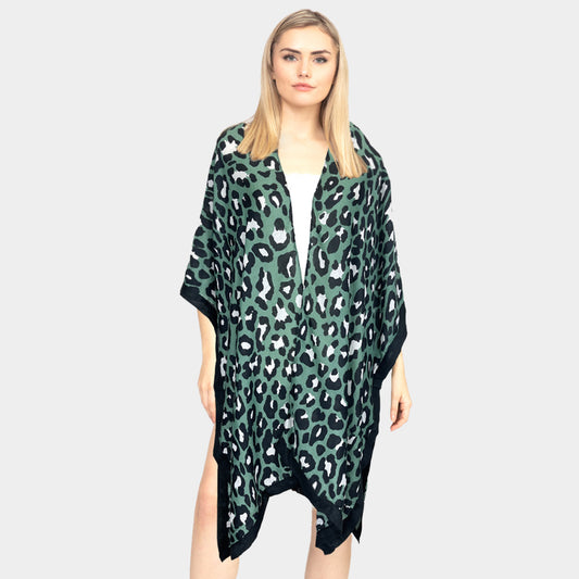Green Cheetah Print Kimono
