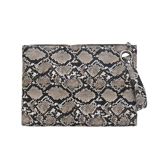 Grey Snakeskin Madison Clutch Pouch