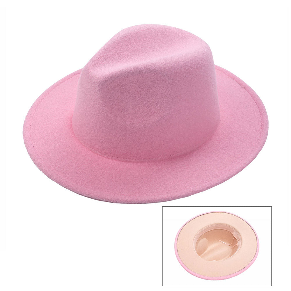 Panama Fedora Hat - Pink with Cream Finish