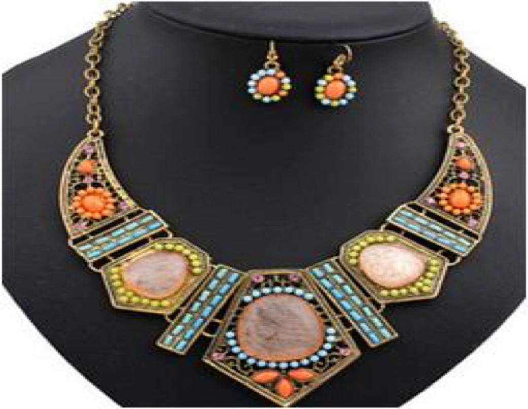 AJS Colorful Bohemia Necklace and Earring Set