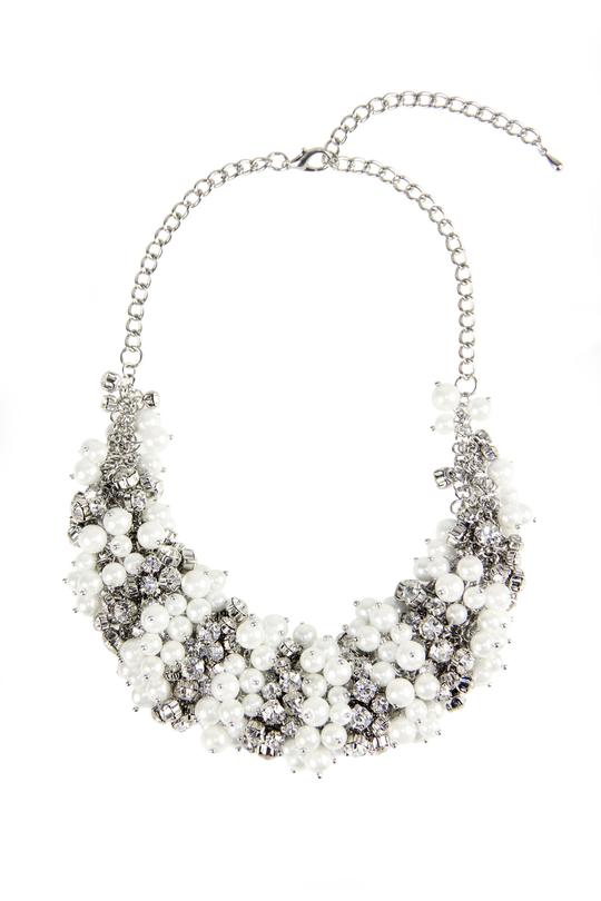 Pearl and Crystal Cluster Statement Necklace