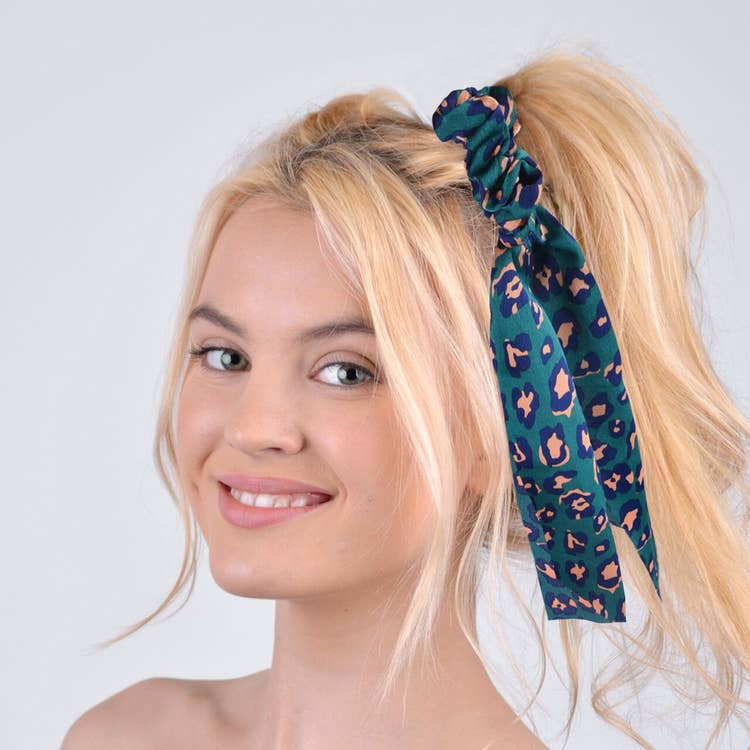 Leopard Print Ribbon Hair Tie Scrunchie