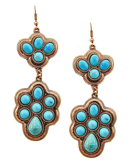 Turquoise and Coppertone Statement Earrings