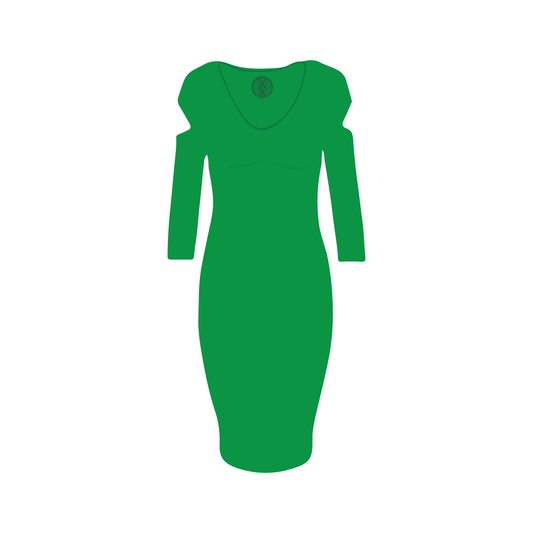 V-Neck Green Cutout SIGNATURE Dress